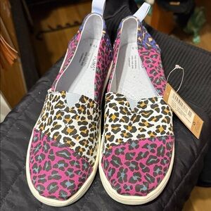 Toms Pink and Black Leopard Print Women's Sneakers